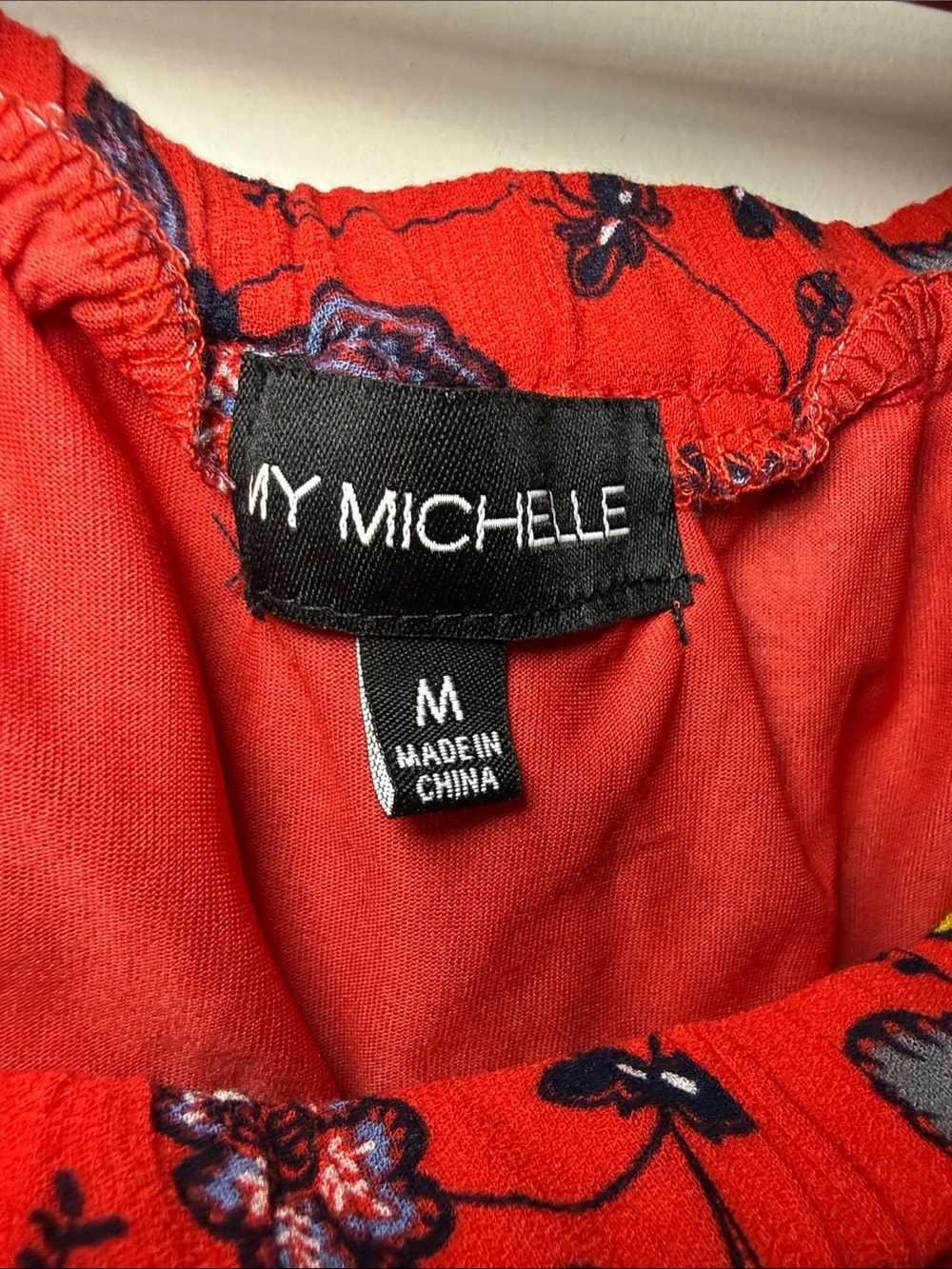 My Michele Floral Off Shoulder Top Tie Sleeve Boho Blouse Size Medium